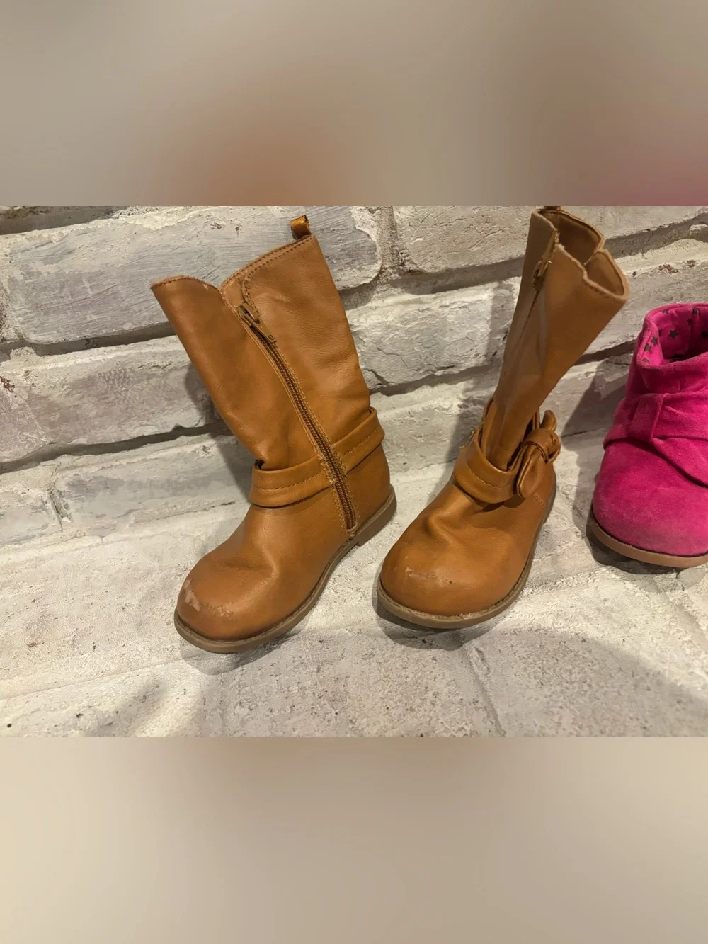 Kids Pink Suede Ankle Boots - Brand Unspecified (all 3 included)